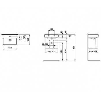 Laufen Pro S H8159610001041 Раковина 45 см.