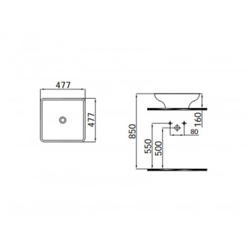 Idevit Square 0101-2486 Раковина 48 см.