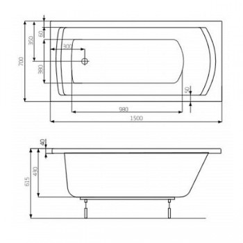 Roca Linea A24T010000 Ванна прямокутна 150x70