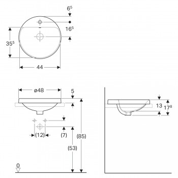 Geberit Variform 500.705.01.2 Раковина 48 см.