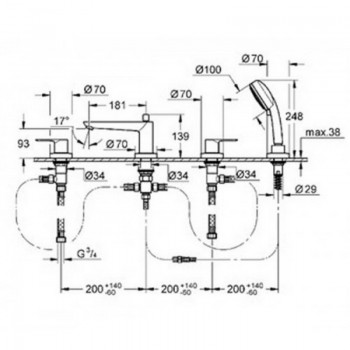 Grohe Bauloop 2511900A Змішувач для ванни