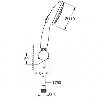 Душовий набір Grohe Tempesta 27601003 110 мм. 3 режими. Хром