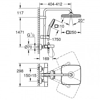 Душова система Grohe Tempesta 266912431 Cosmopolitan System 250