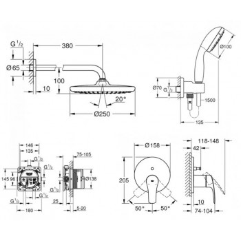 Душевая система Grohe Eurosmart UA26416SC3