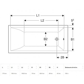 Geberit Selnova 554.384.01.1 Ванна прямоугольная (170х70 см.)