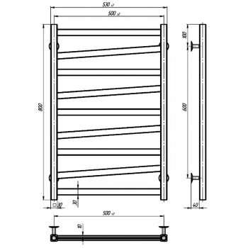 Полотенцесушитель электрический Devit Style ST500800EBS 800х500 мм.