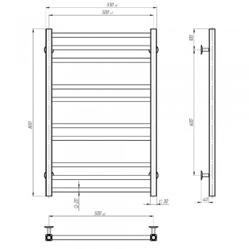 Полотенцесушитель электрический Devit Ovale OV500800EBS 800х500 мм.