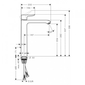 Смеситель для раковины Hansgrohe Metris Highriser 31082000