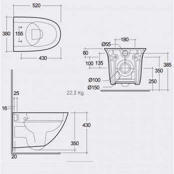 Унітаз підвісний Rak Ceramics Sensation SENWC1446AWHA+SENSC3901WH безобідковий з кришкою