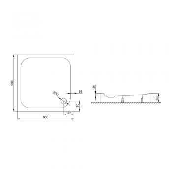 Душовий піддон Primera Basic BAS1090 90х90 см.
