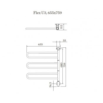 Полотенцесушитель электрический Pax Flex U 25-1041 3/650