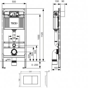 Tece Base 9400401UA Інсталяція для унітазу з кріпленням та панеллю змиву