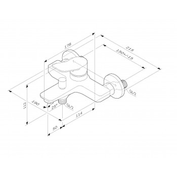 Змішувач для ванни Am Pm X-Joy S F85A10033