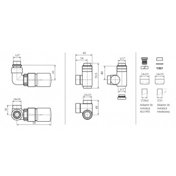 Набір вентилів для рушникосушки Terma Set Of Valves WRZTCG4-CR