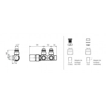 Набір вентилів для рушникосушки Terma Set Of Valves WRZT5G1-CR