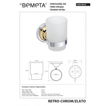 Стакан для зубных щеток Bemeta Retro 144210018