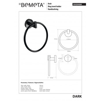 Кільце для рушника Bemeta Dark 104204060