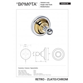 Крючок Bemeta Retro 144206138