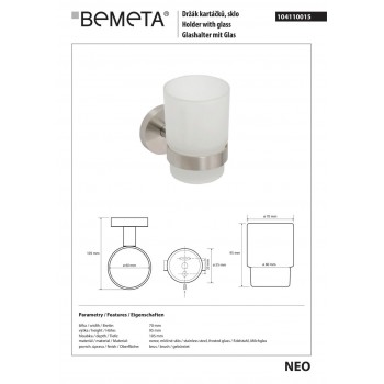 Стакан для зубных щеток Bemeta Neo 104110015