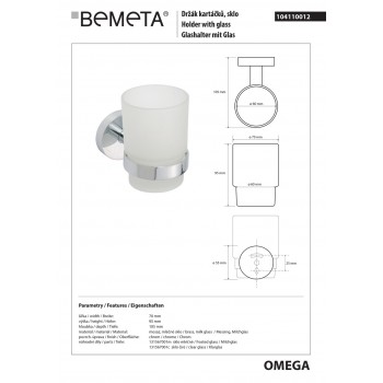 Стакан для зубных щеток Bemeta Omega 104110012