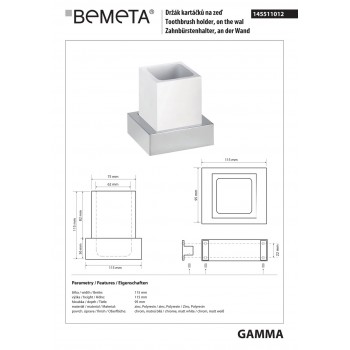 Стакан для зубных щеток Bemeta Gamma 145511012