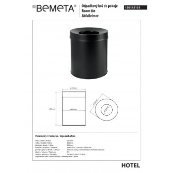 Ведро для мусора Bemeta Hotel 150115151