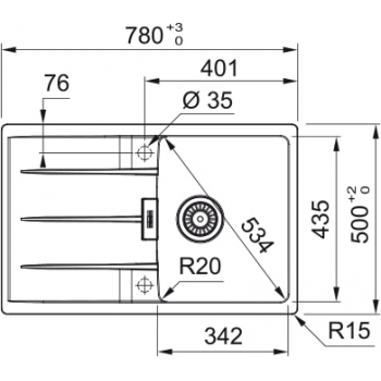 Кухонная мойка FRANKE CENTRO CNG 611-78 серый камень, оборотная (114.0701.814) 780х500 мм.