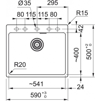 Кухонна мийка FRANKE MARIS MRG 610-54 FTL онікс, врізний монтаж (114.0668.902) 590х500 мм.