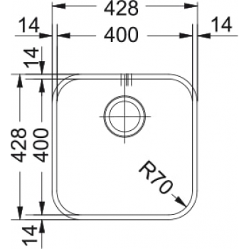 Кухонная мойка FRANKE GALASSIA SVX 110-40 под столешницу (122.0039.092) 428х428 мм.