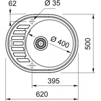 Кухонна мийка FRANKE RONDA ROG 611-62, оборотна, онікс (114.0381.072) 620х500 мм.