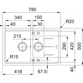 Кухонна мийка FRANKE BASIS BFG 651-78 оборотна, бежева (114.0272.633) 780х500 мм.