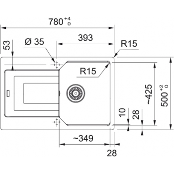 Кухонная мойка FRANKE URBAN UBG 611-78 оборотная, черная матовая (114.0701.806) 780х500 мм.