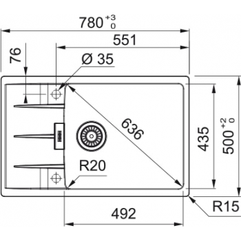 Кухонна мийка FRANKE CENTRO CNG 611-78 XL чорна матова, оборотна (114.0701.816) 780х500 мм.