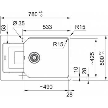 Кухонная мойка FRANKE URBAN UBG 611-78 XL оборотная, сахара (114.0701.797) 780х500 мм.