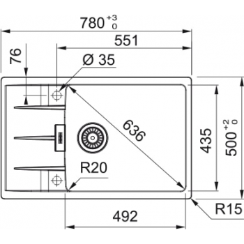 Кухонная мойка FRANKE CENTRO CNG 611-78 XL оникс, оборотная (114.0701.819) 780х500 мм.