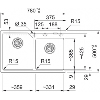 Кухонная мойка FRANKE URBAN UBG 620-78 оборотная, оникс (114.0701.790) 780х500 мм.