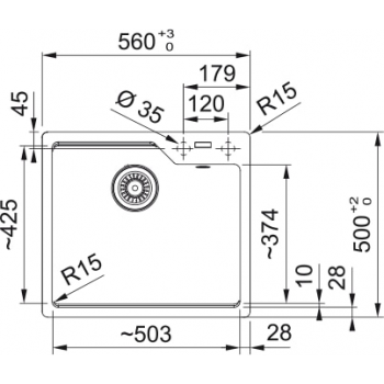 Кухонна мийка FRANKE URBAN UBG 610-56 оборотна, чорна матова (114.0699.236) 560х500 мм.