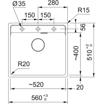 Кухонна мийка FRANKE MARIS MRG 610-52 TL онікс, врізний монтаж (114.0668.867) 560х510 мм.