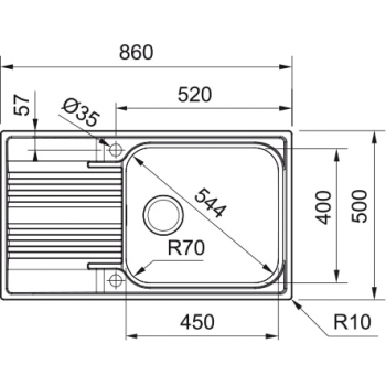 Кухонна мийка FRANKE SMART SRL 611-86 XL, оборотна, декор (101.0456.706) 860х500 мм.