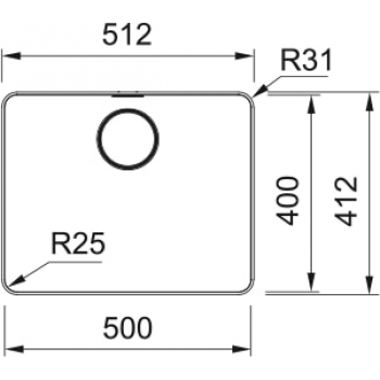 Кухонная мойка FRANKE MYTHOS MYX 210 -50, монтаж заподлицо (127.0603.517) 512х412 мм.