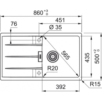 Кухонная мойка FRANKE CENTRO CNG 611-86 оникс, оборотная (114.0701.823) 860х500 мм.