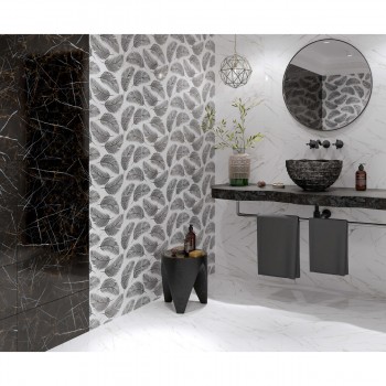 Декор Golden Tile Nero E Bianco Leaf NBС161 600x300