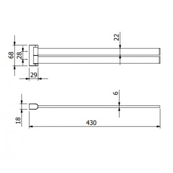 Полотенцедержатель поворотный Langberger Slim Black 2138008E-BP (43 см.)
