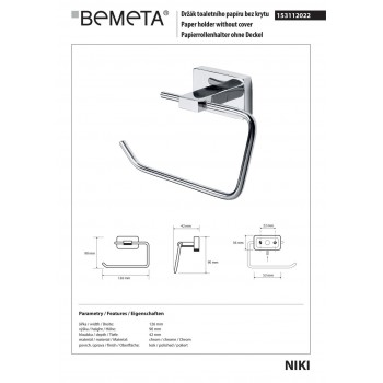 Держатель туалетной бумаги Bemeta Niki 153112022