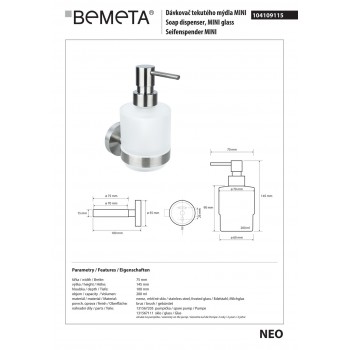 Дозатор для рідкого мила Bemeta Neo 104109115