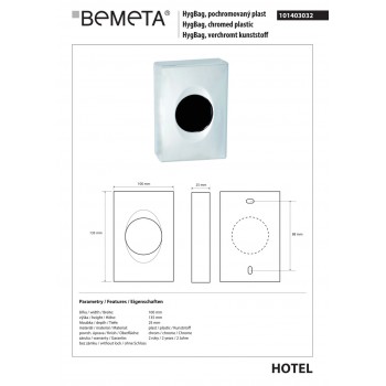 Держатель для мусорных пакетов Bemeta Hotel 101403032