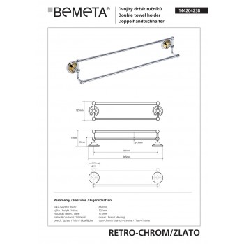 Тримач рушника Bemeta Retro 144204238
