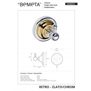 Гачок Bemeta Retro 144206018