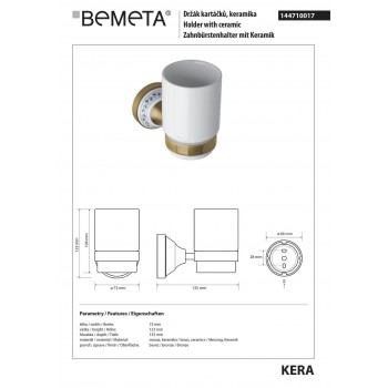 Стакан для зубных щеток Bemeta Kera 144710017