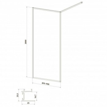 Душова кабіна WALK-IN Cersanit LARGA 90х200, профіль хром
